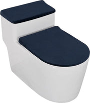Set di coperture per wc, copertura wc, velluto in metallo con finitura a specchio, copertura coperchio wc, set di 2 con fondo elastico, copertura coperchio wc e copertura coperchio serbatoio wc, colore blu marino
