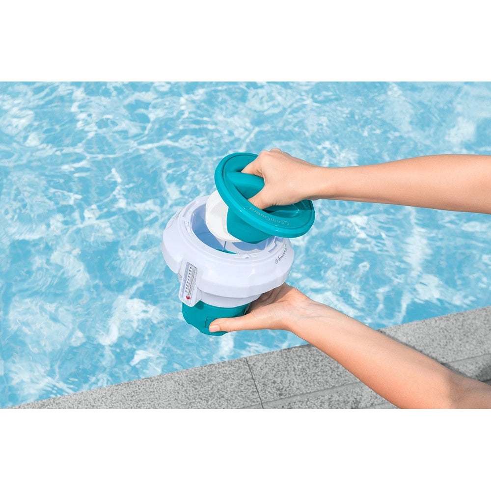 Trade Shop - Dispenser Dosatore Galleggiante Pastiglie Cloro Medio Termometro Piscina 58701 -