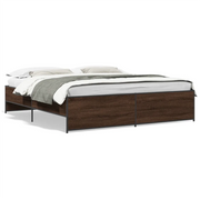 Letto matrimoniale | Letto per adulti | Giroletto Rovere Marrone 200x200cm in Legno Multistrato Metallo