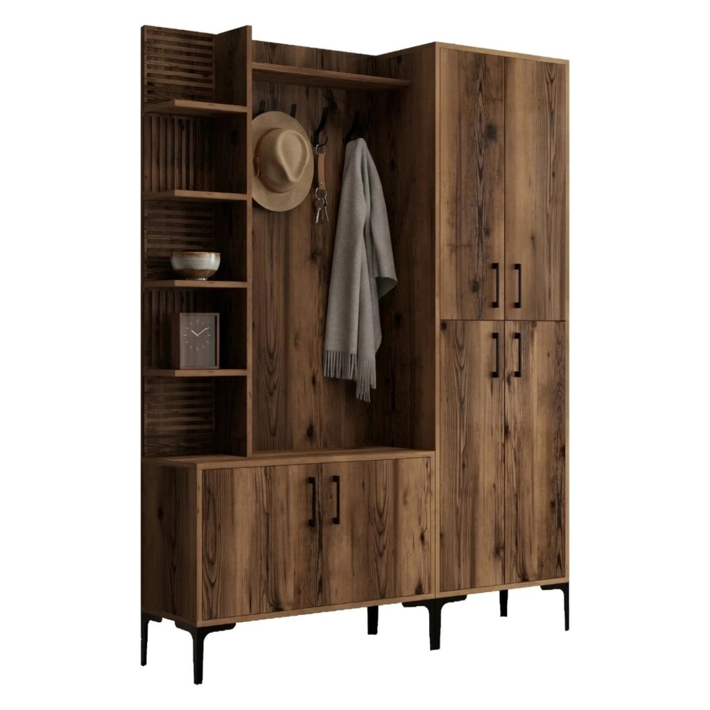 Dovarese, Mobile da Ingresso Appendiabiti, 150x200x35h cm Marrone Noce