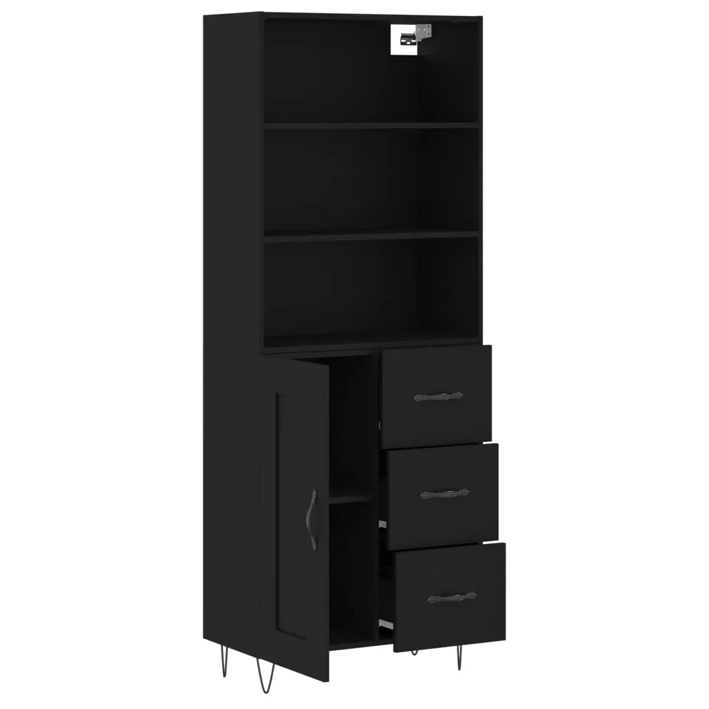 Credenza Nera 69,5x34x180 cm in Legno Multistrato 3190014