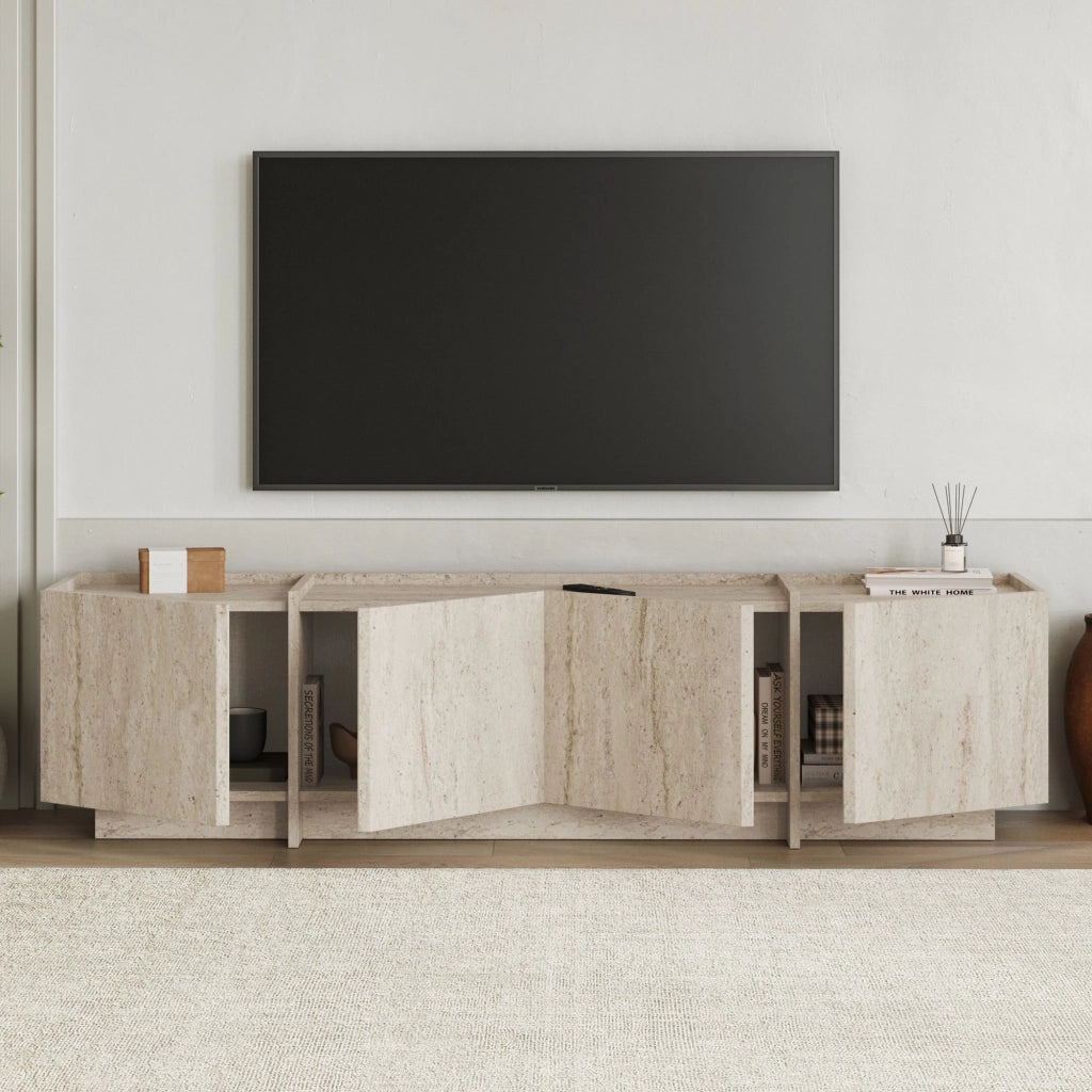 Porta TV in legno "Lowen" - 180 x 35 x 46 cm - Travertino