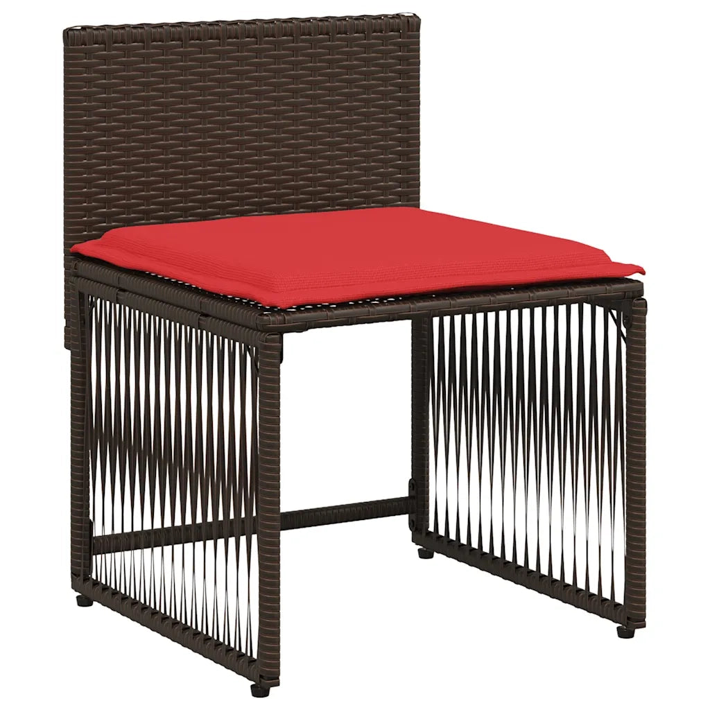Set da pranzo da giardino da 7 pz con Cuscini in Polyrattan Marrone 369015