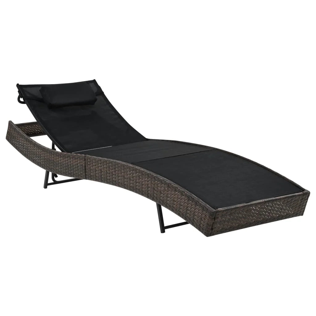 Lettino prendisole sedia a sdraio lettino prendisole letto da giardino mobili da esterno per patio con cuscino resina intrecciata marrone 02_0012558