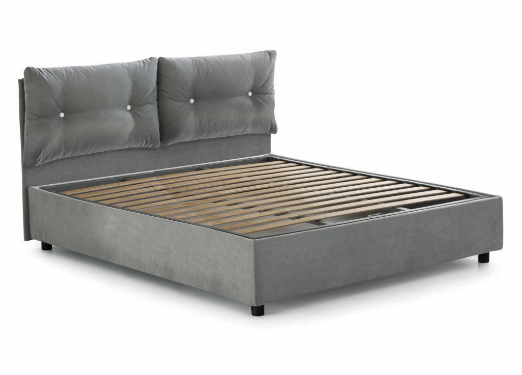 Letto Matrimoniale Abbaione, Letto Matrimoniale Sfoderabile Made in Italy, Grigio