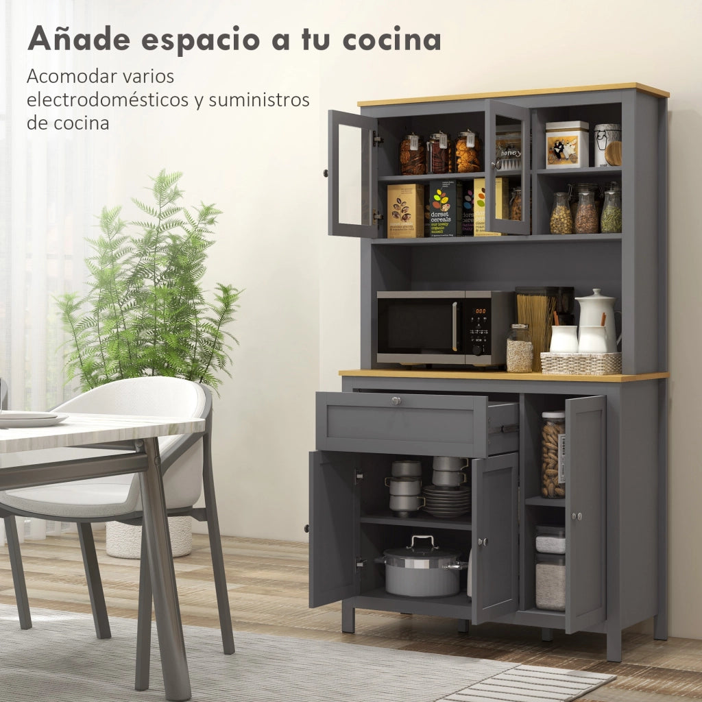 Armadio Cucina con Ante e Ripiani ¨C Zephmum ¨C Grigio 100x40x180 cm
