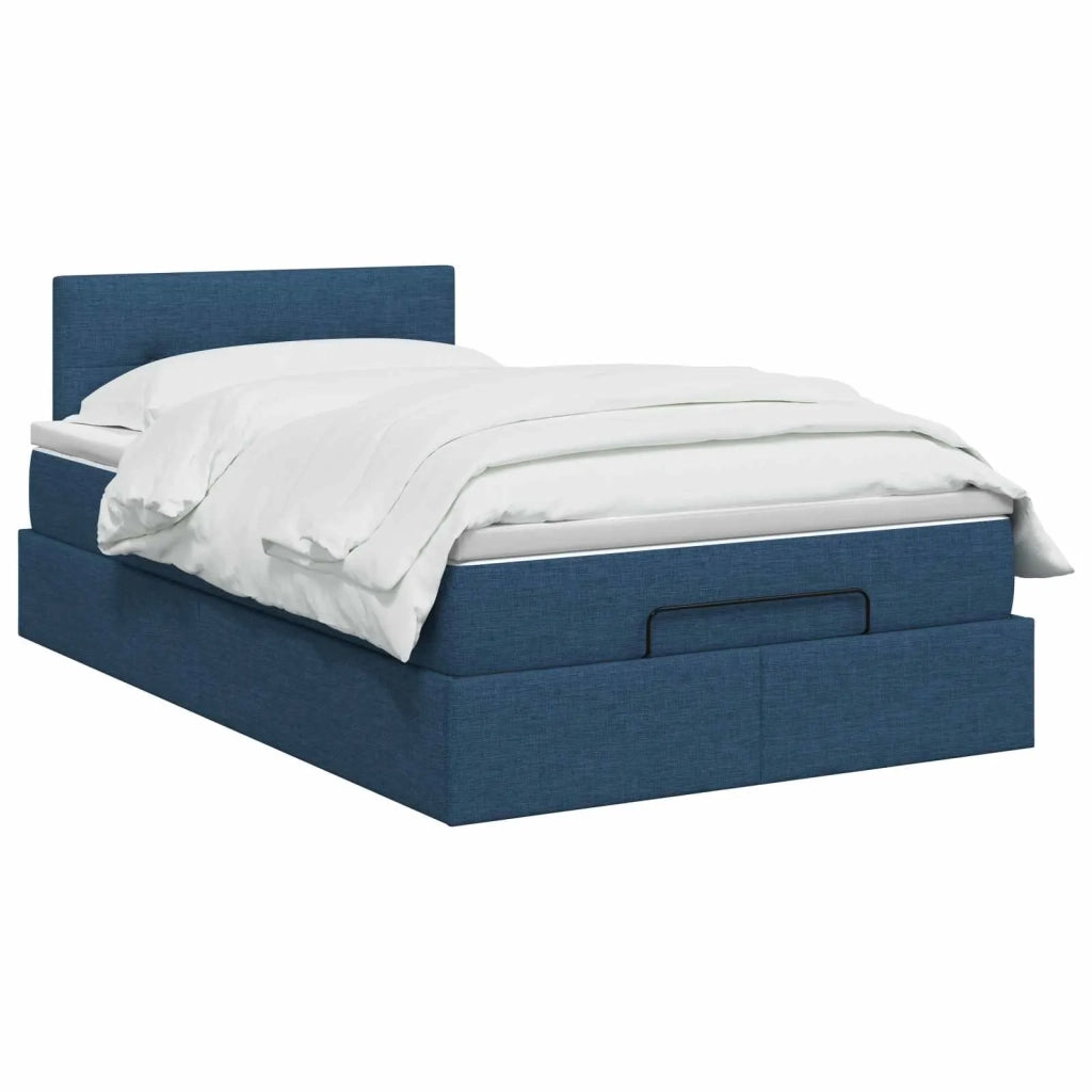 Letto ottomano con materasso Blu 120 x 190 cm Tessuto 3456315