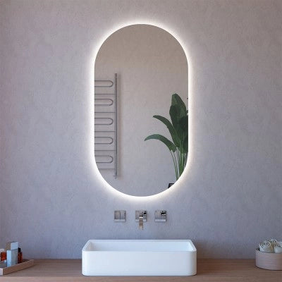Specchio ovale LED 62x110 illuminazione perimetrale e installazione reversibile