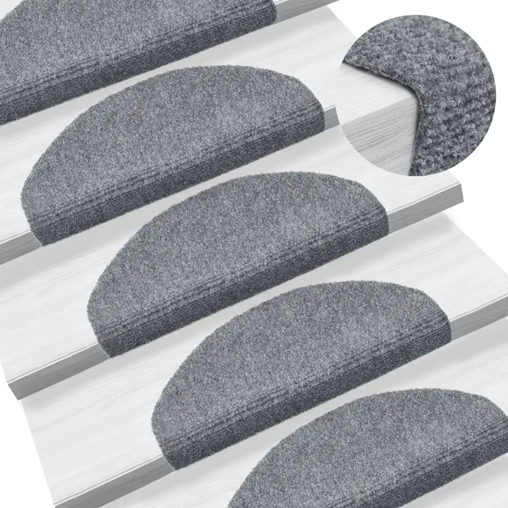 vidaXL Tappetini per scale autoadesivi 20 pz 65x21x4 cm Grigio chiaro Semicircolari Grandi