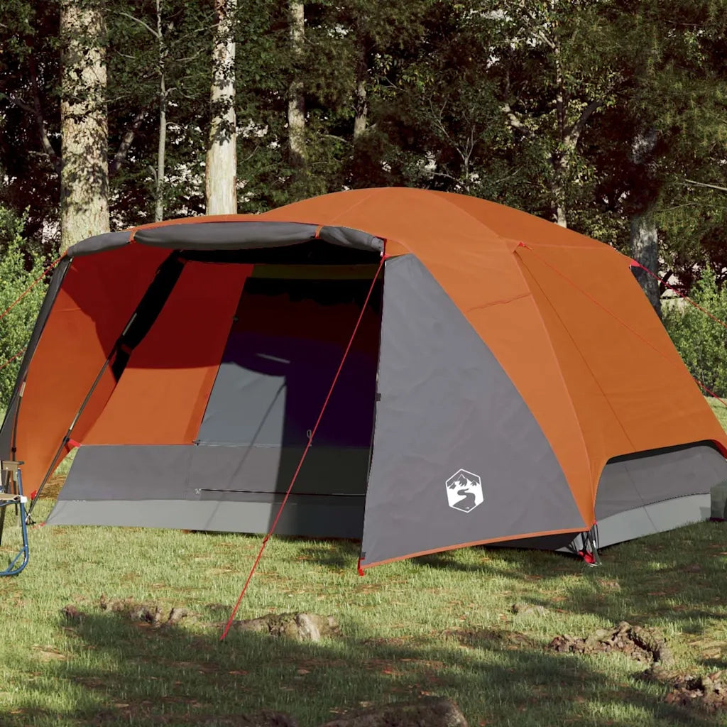 Tenda da Famiglia con Portico per 6 Persone Grigio e Arancione 94420