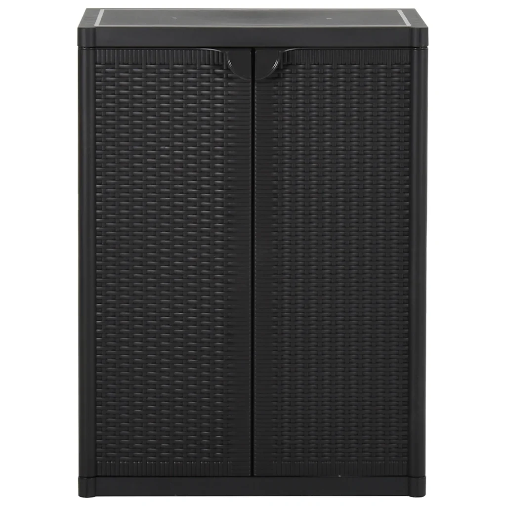 Mobile contenitore multiuso con 2 ripiani 65 x 45 x 88 cm PP nero 02_0046120