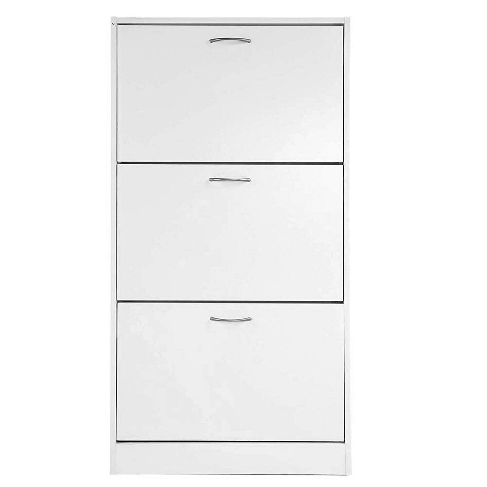 Scarpiera 3 Ante Ripiani Doppia Profondita in Melamina 60x24x120cm Colore Bianco