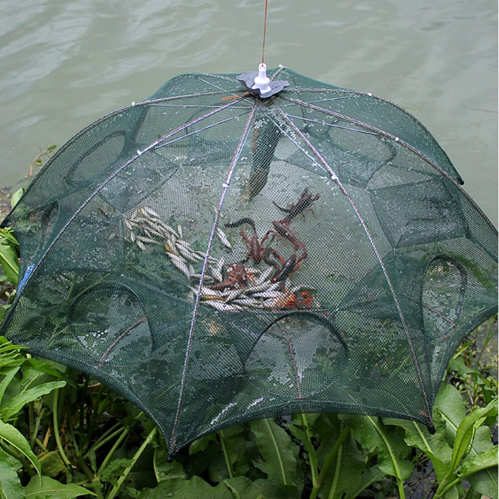 Trade Shop - Rete Da Pesca Pieghevole 8 Fori Nassa Trappola Pesci Granchi Gambero Ad Inganno -