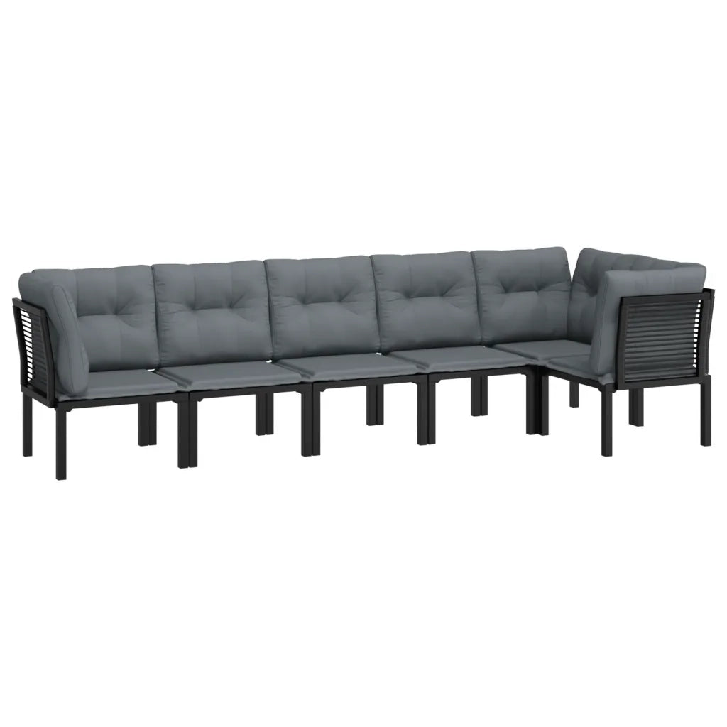 Set Salotto da Giardino 6 pz | Set di Mobili da Esterno in Polyrattan Nero e Grigio