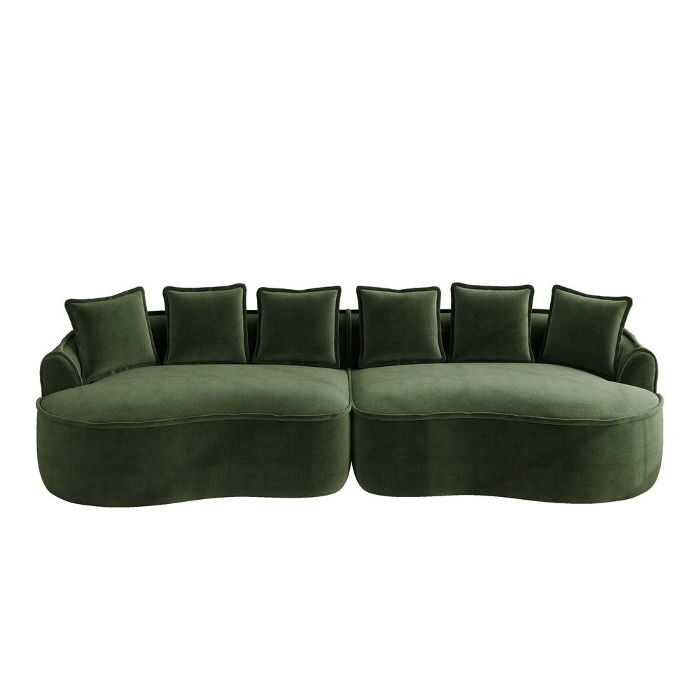 Divano 4 Posti in Tessuto Chenille con Cuscini ¨C Xylo ¨C Verde