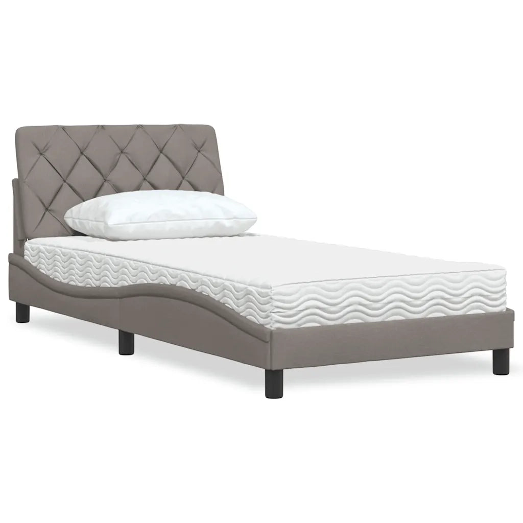 Letto con Materasso Tortora 100x200 cm in Tessuto 3310724