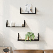 Set di mensole a parete in rovere nero in legno ingegnerizzato