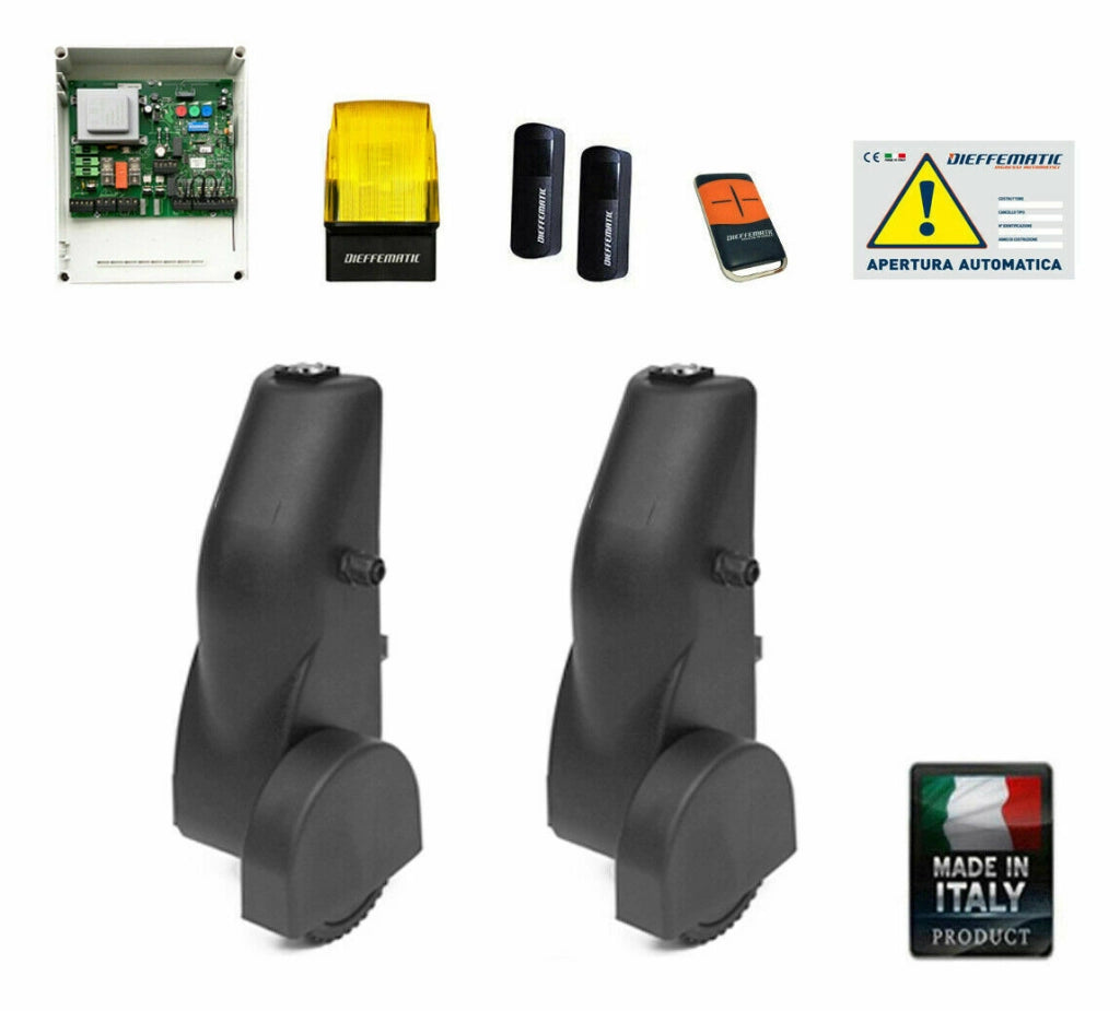 KIT AUTOMAZIONE CANCELLO DOPPIA ANTA BATTENTE ELETTROMECCANICO CON RUOTA ESTERNO