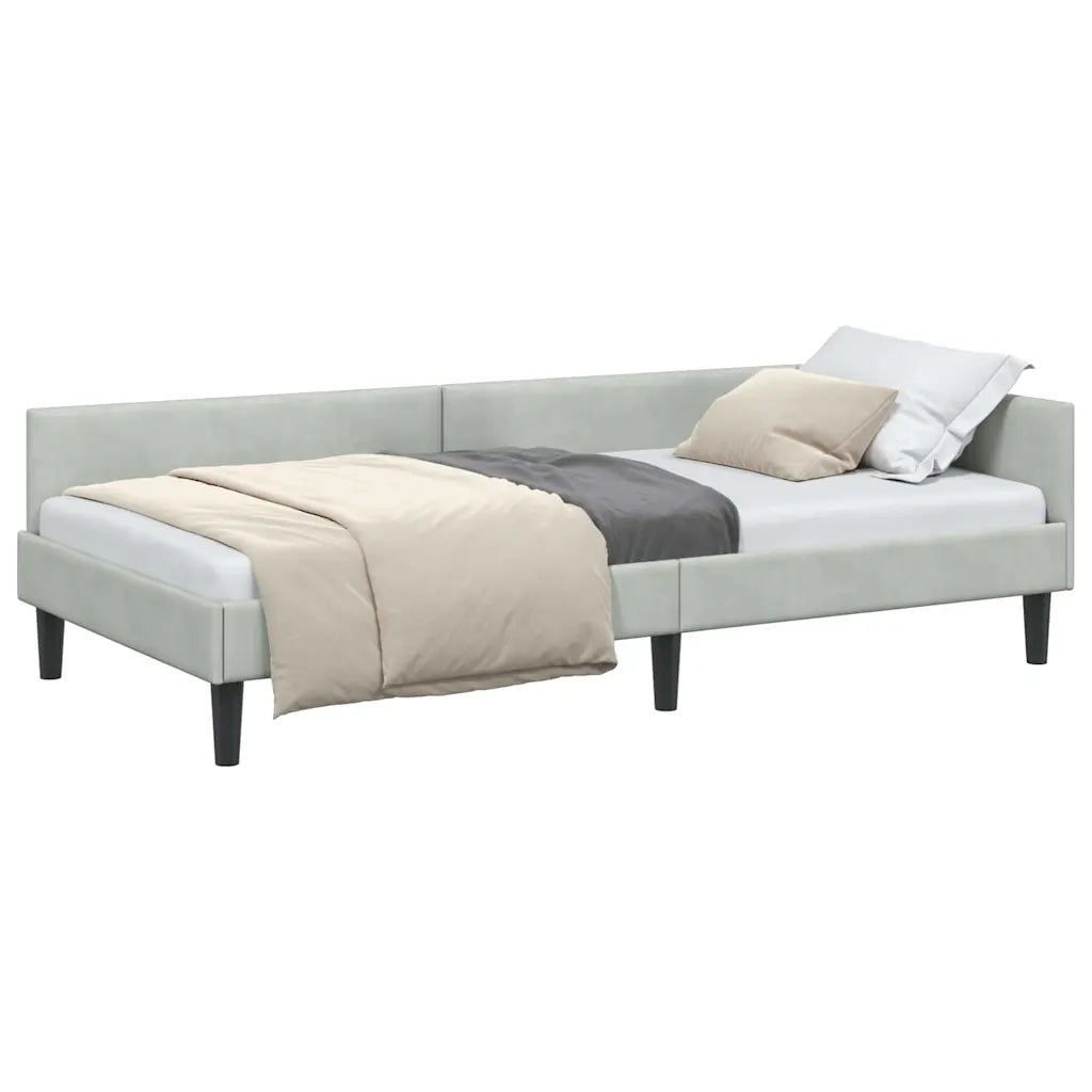 vidaXL Struttura del letto ad angolo Grigio chiaro 90 x 190 cm