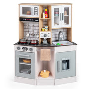 Cucina giocattolo bambini suoni luci legno fornello lavandino cappa-Cucina ghiaccio caffè microonde forno set bambini 3+anni Grigio