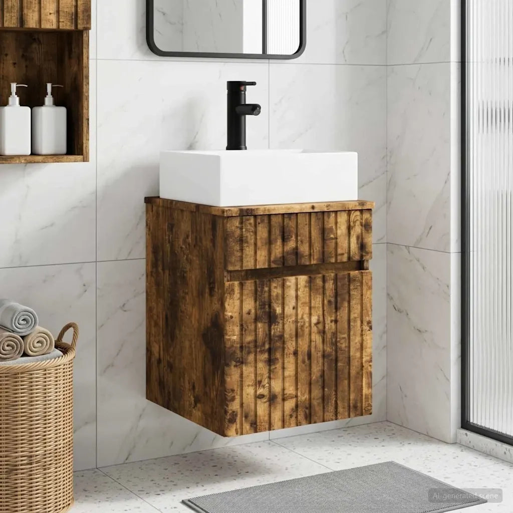 Mobile Lavabo da Parete Rovere Fumo 39 x 41 x 62,5 cm 890577