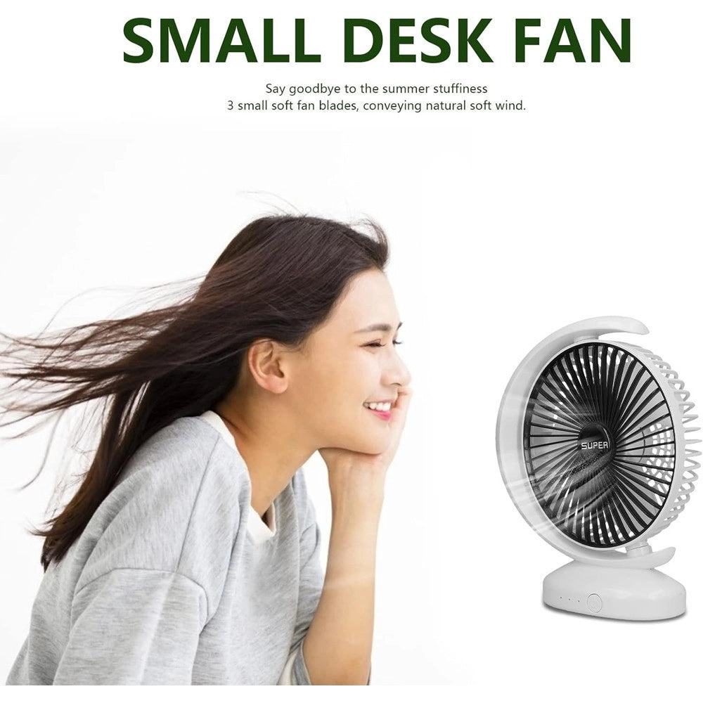 Trade Shop - Ventilatore Da Tavolo Usb Silenziosa Con Rotazione Testa Flusso D'aria A 3 Livelli -