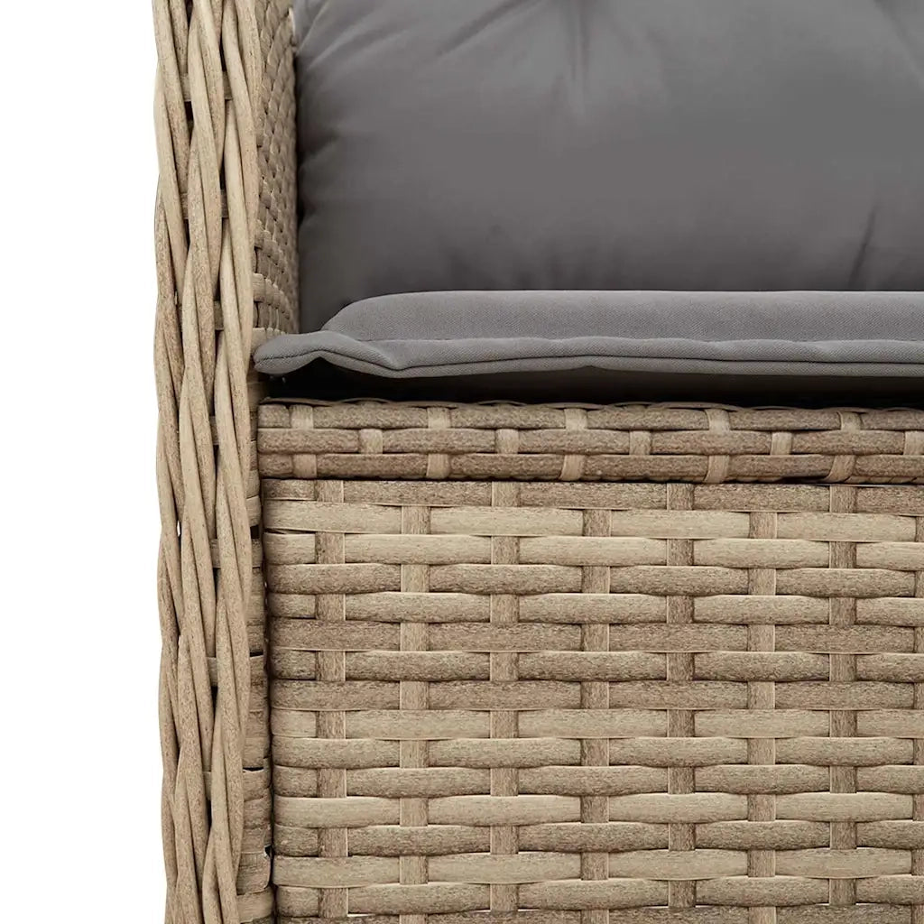Panca Reclinabile da Giardino con Cuscini-Sgabello-Sedia da esterno Beige in Polyrattan 109123