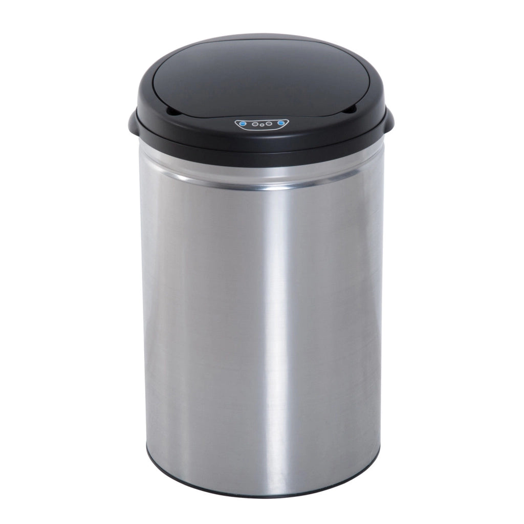 Cestino Automatico 30L con Coperchio Soft-Close e Sensore di Movimento ¨C Zephmum ¨C Nero+Argento