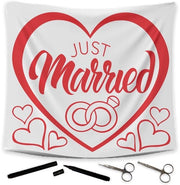 Set di lenzuola per la cerimonia con disegno a cuore - Gioiello per il matrimonio - Gioco per il matrimonio - Regalo di nozze - Decorazione - Momenti indimenticabili - Inclusi forbici/uncini - Gioco per il matrimonio