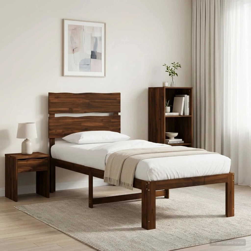 Letto Singolo con Testiera ROSTOCK Marrone Scuro 100 x 200 cm 903500