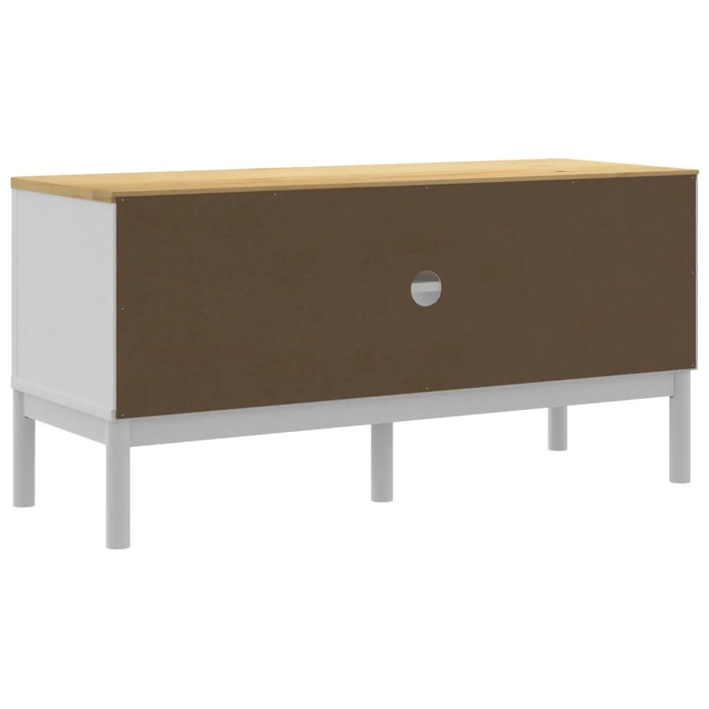Mobile TV multimediale scaffale TV credenza mobile TV sala da pranzo soggiorno camera da letto FLORO 114 x 43 x 55 cm legno massello di pino bianco 02_0027621