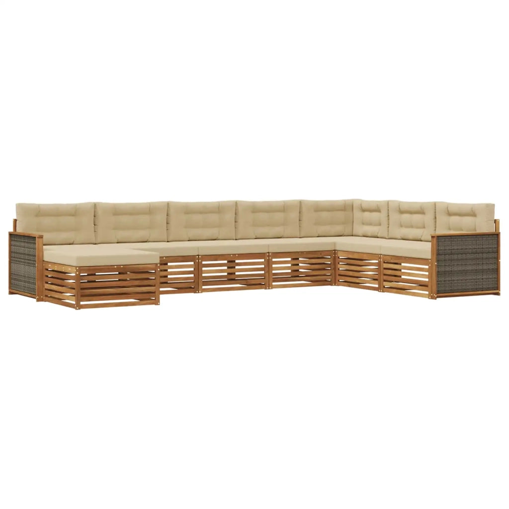 Set di divani da esterno 8 pz Naturale e Beige 3383711