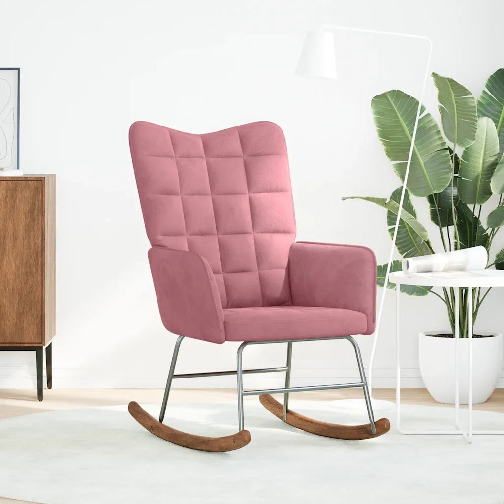 Sedia a Dondolo Rosa in Velluto CFW9622176
