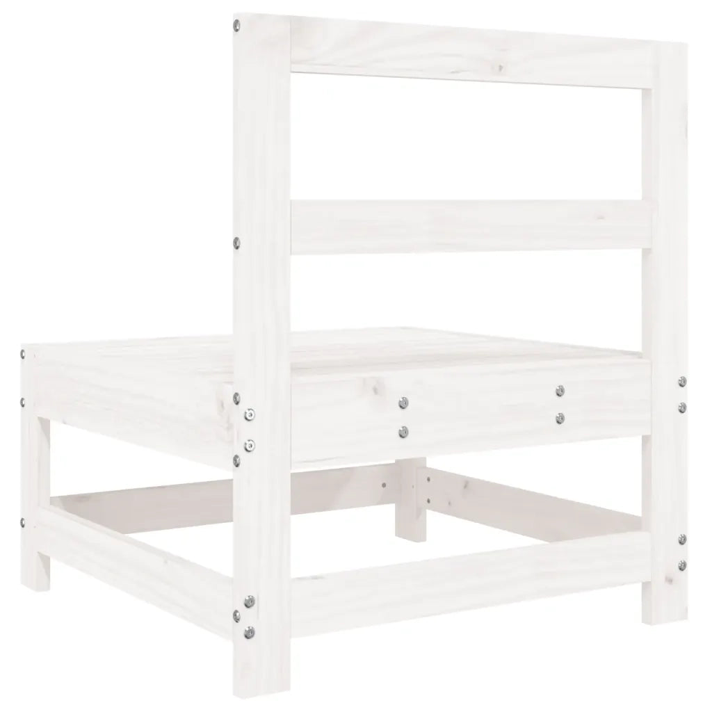Divano Centrale da Giardino-Sofa Modulare-Divanetto da esterno Bianco in Legno Massello di Pino 746241
