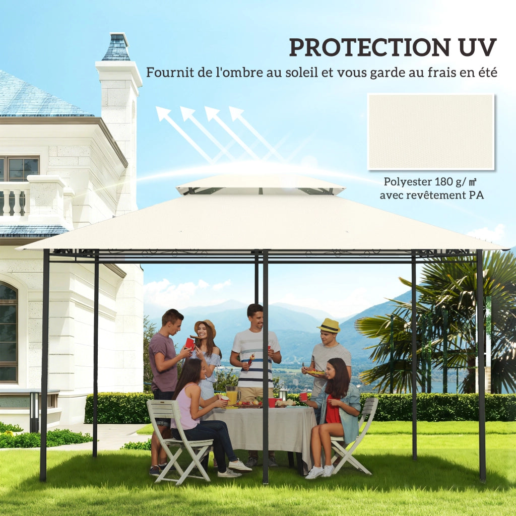 Telo per gazebo 4x3m doppio tetto drenaggio ¨C zephmum ¨C crema 180g/m2 poliestere