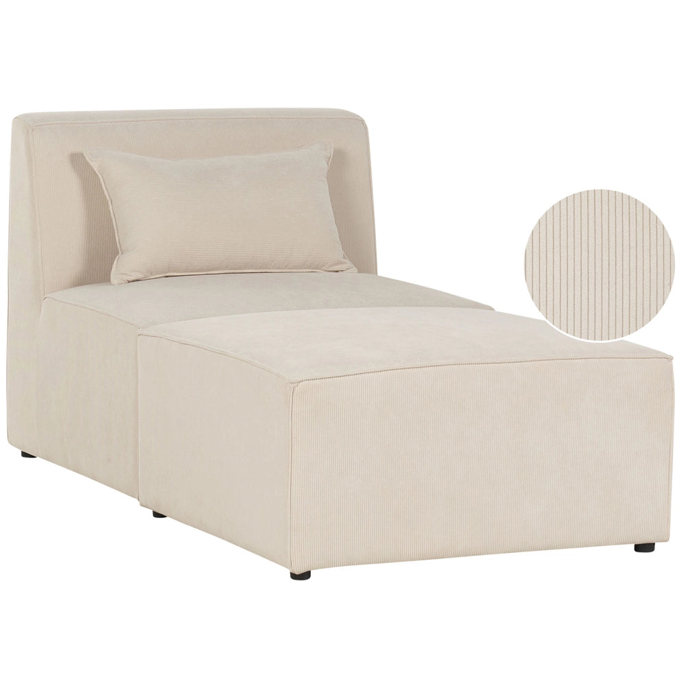 Chaise Lounge imbottita in velluto a coste beige a due pezzi design moderno salotto soggiorno