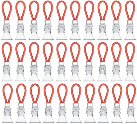 30 pezzi di clip per asciugamani, appoggio per asciugamani da cucina, clip per asciugamani per bagno, cucina, balcone, asciugamani, asciugacapelli, ecc. (rosso)