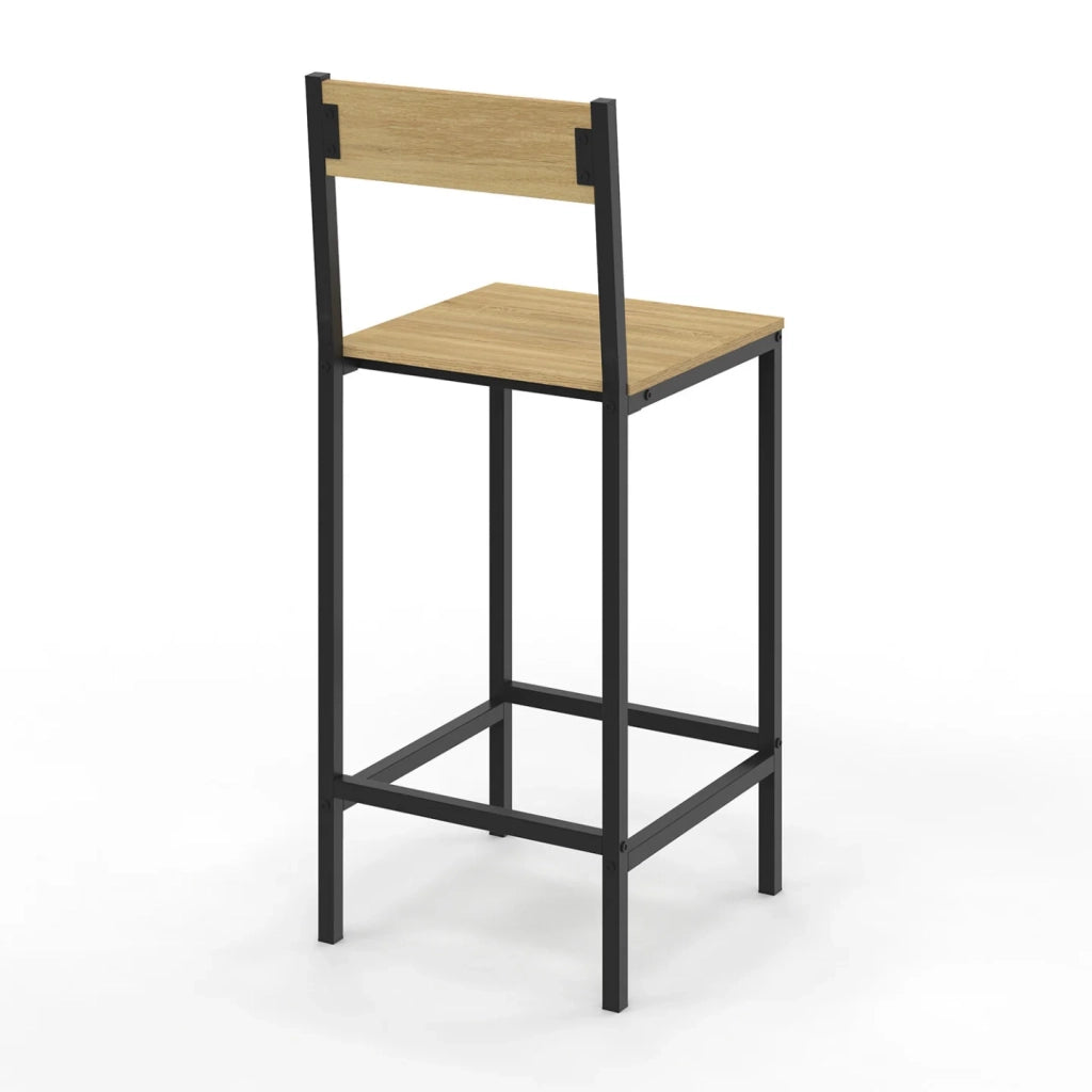 IDMarket - Lote de 2 taburetes de bar DETROIT con respaldo silla de cocina de diseño industrial