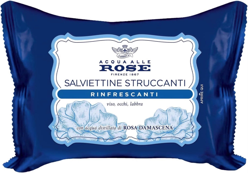 ACQUA ALLE ROSE SALVIETTINE STRUCCANTI RINFRESCANTI PER TUTTI I TIPI DI PELLE 20 SALVIETTINE