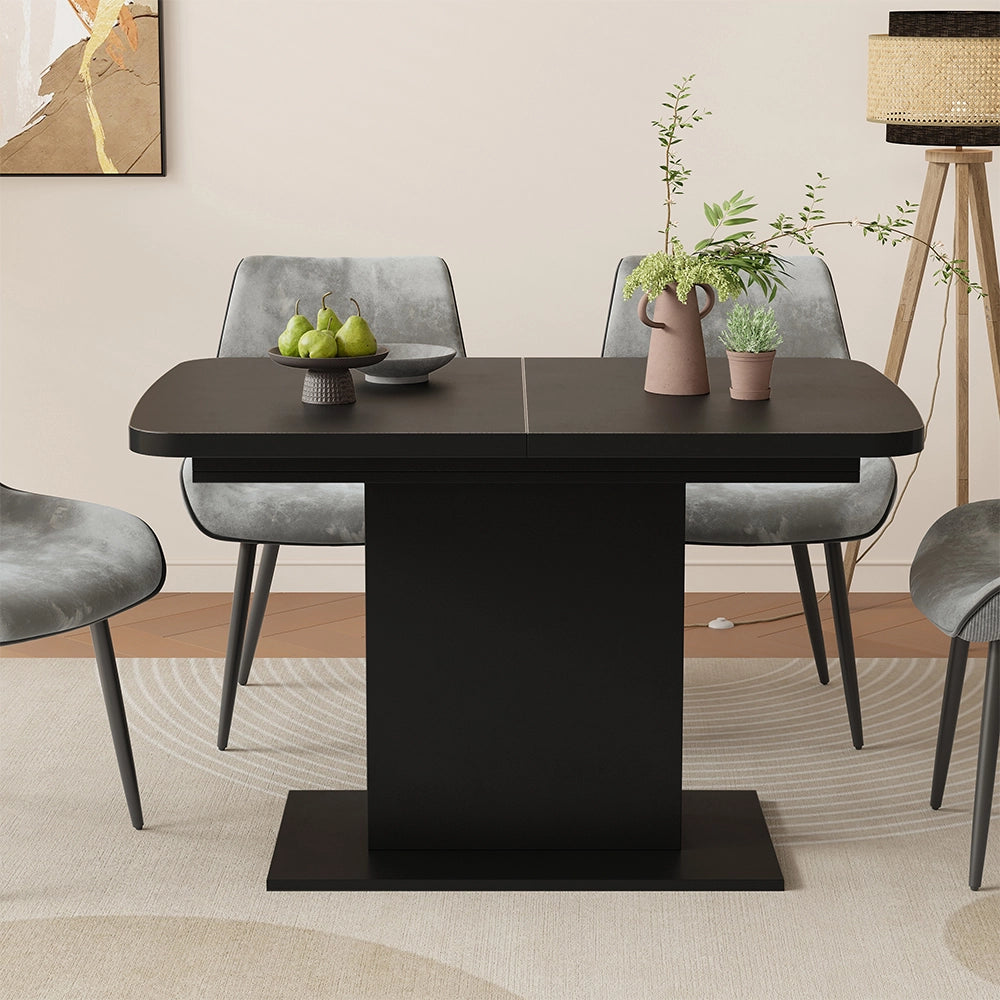Vicco Tavolo da pranzo Estensibile Nero 120/160 x 80 cm con scomparti aperti
