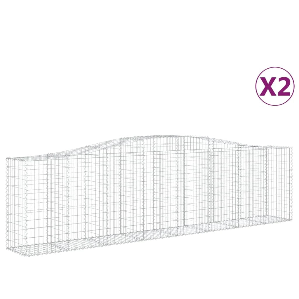 Set di 2 gabbioni ad arco per recinzione gabbia o muro di contenimento 400 x 50 x 100/120 cm ferro zincato argento 02_0041399
