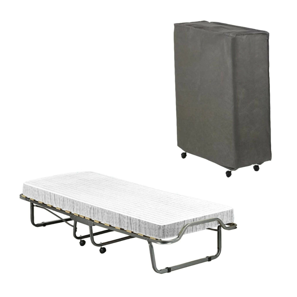 Letto pieghevole Ace, Brandina con rete 15 doghe, Materasso incluso, Lettino salvaspazio, 100% Made in Italy, 80x190h39 cm, Cover protettiva inclusa