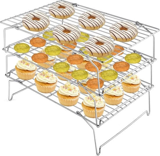 Taartrooster 3 strati in acciaio inossidabile - rettangolare - forno a cookie e pane