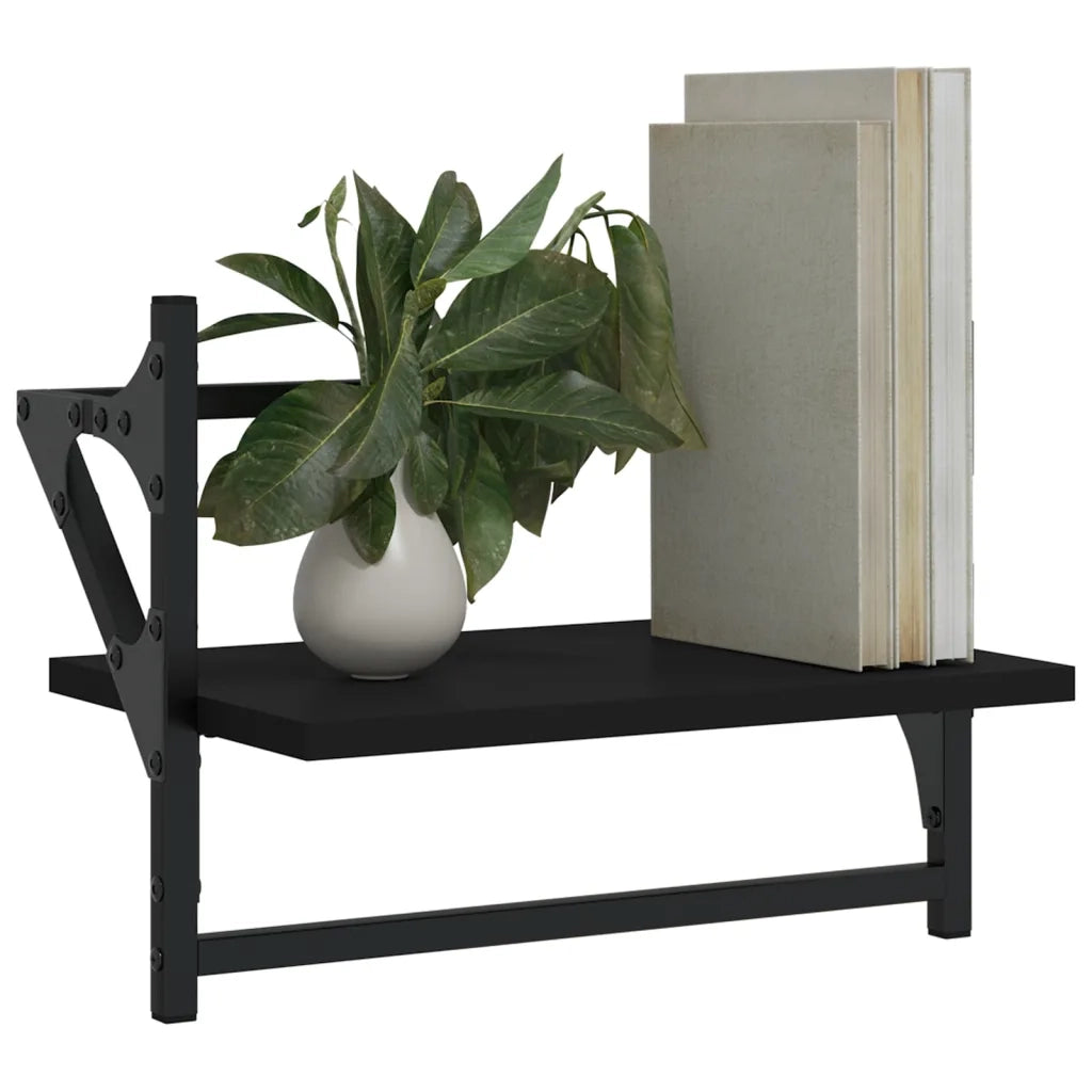 Mensole da Parete con Aste 2 pz Nere 40x25x30 cmcod mxl 83616