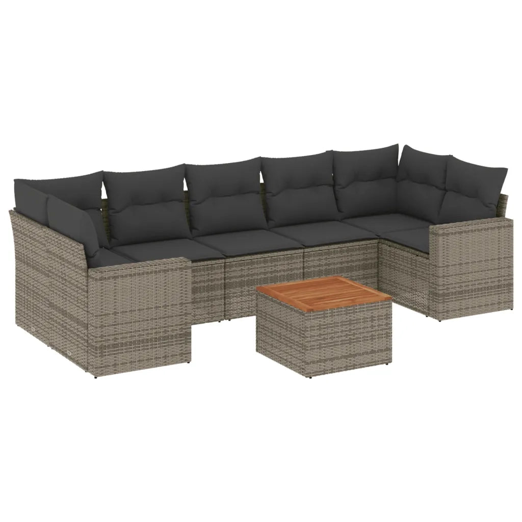Set Divano da Giardino 8 pz con Cuscini Grigio in Polyrattan 3256368
