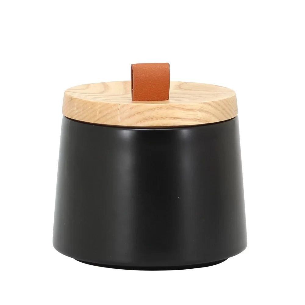 Barattolo in ceramica nera con coperchio - serie Graceful