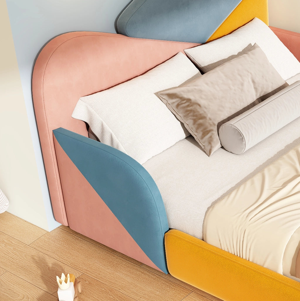 Letto imbottito per bambini 140x200 cm con sponde laterali rialzate