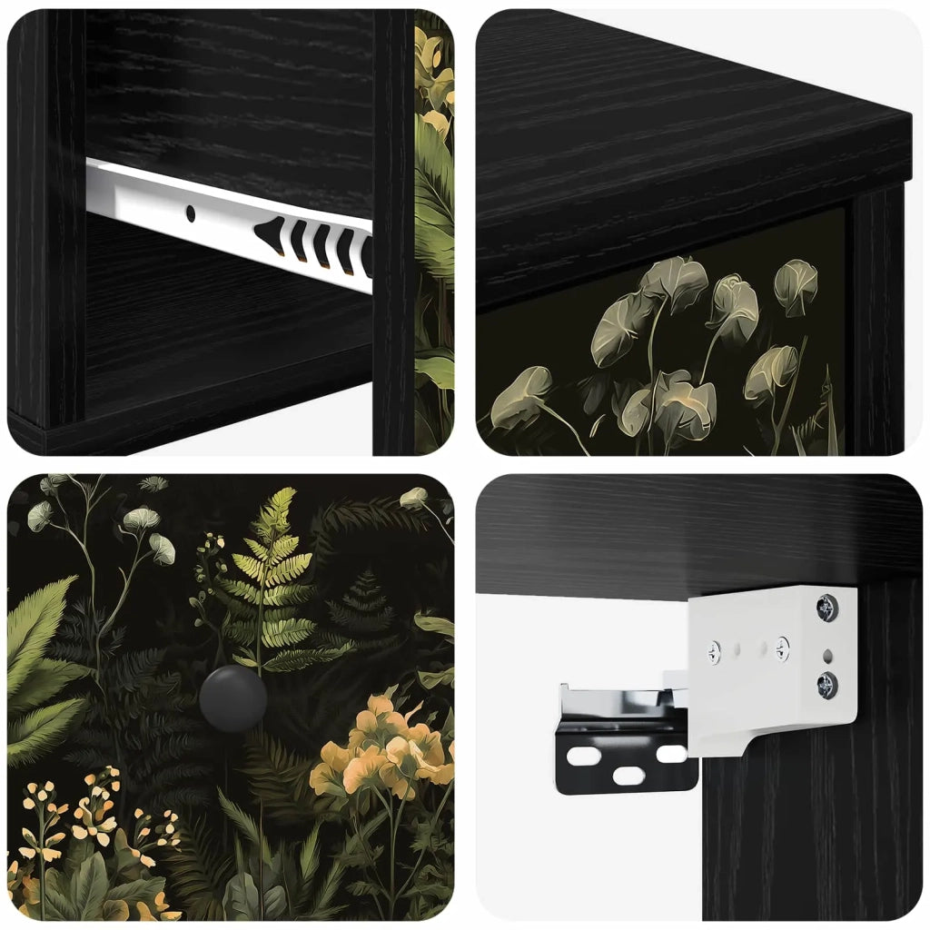 Mobiletto da comodino a parete RHENEN Rovere Nero 8007431