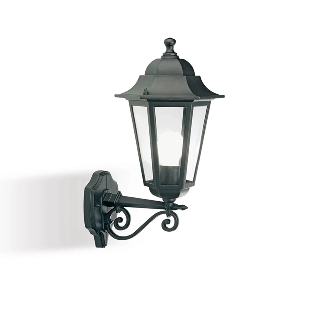 Applique Per Esterno 1 Luce In Alto In Alluminio Nero E27 Esagonale