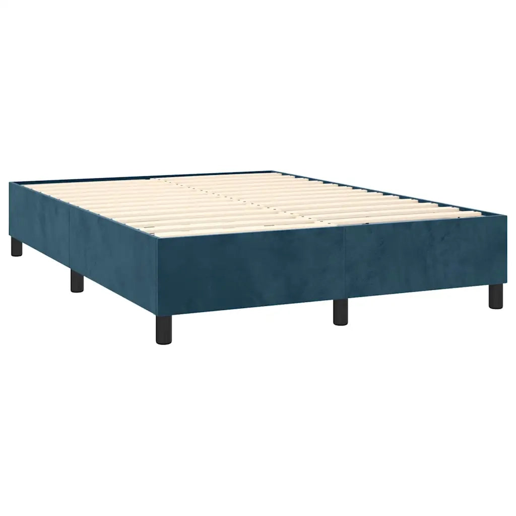 Giroletto a Molle con Materasso Blu Scuro 140x200 cm in Velluto 3143149